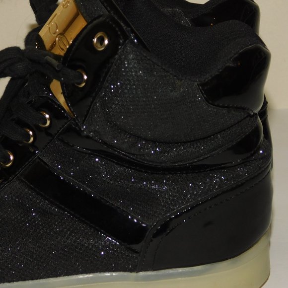 Bebe Sport Krysten Black Metallic Light Up High Top Sneakers Size 8.5 - Picture 9 of 12